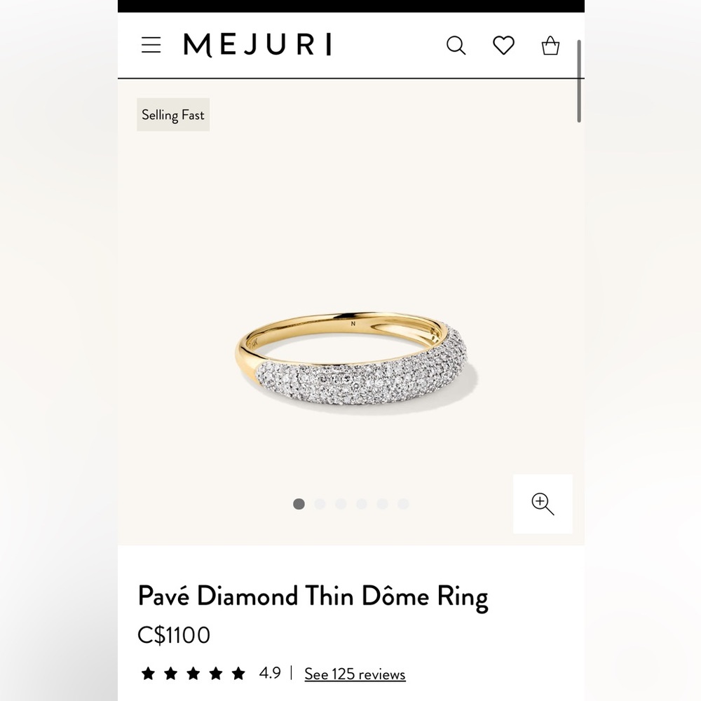 Mejuri Pave Diamond Thin Dome Ring - Picture 5 of 5